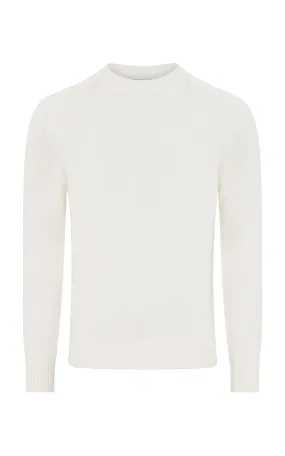 Francesco Knit Sweater in Ivory Cashmere Colorfast Dyed Knit