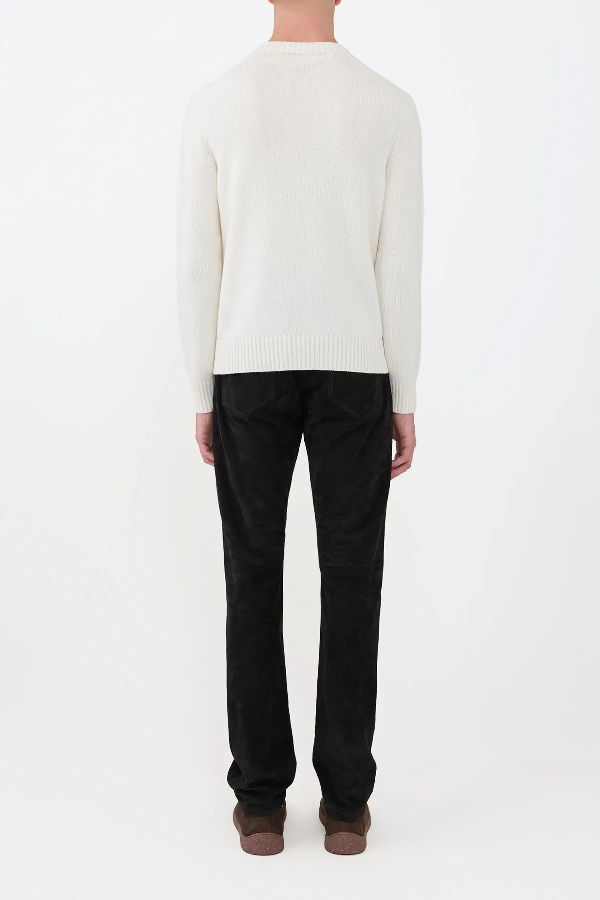 AntiStatic Lining Dimensional Stability Francesco Knit Sweater in Ivory Cashmere