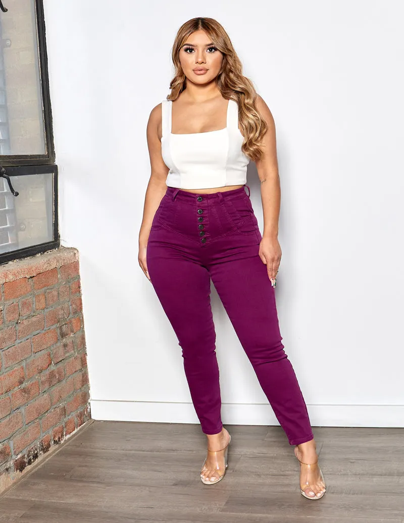 Super High Rise Seamed Yoke Crop Skinny Core Style Basic Utility