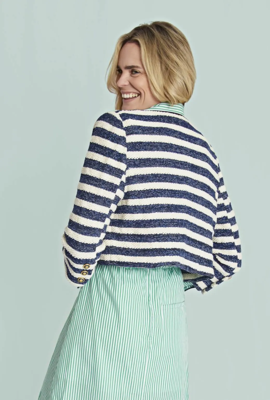 Cardigan Blazer - Navy Rope Reinforced Collar Structure