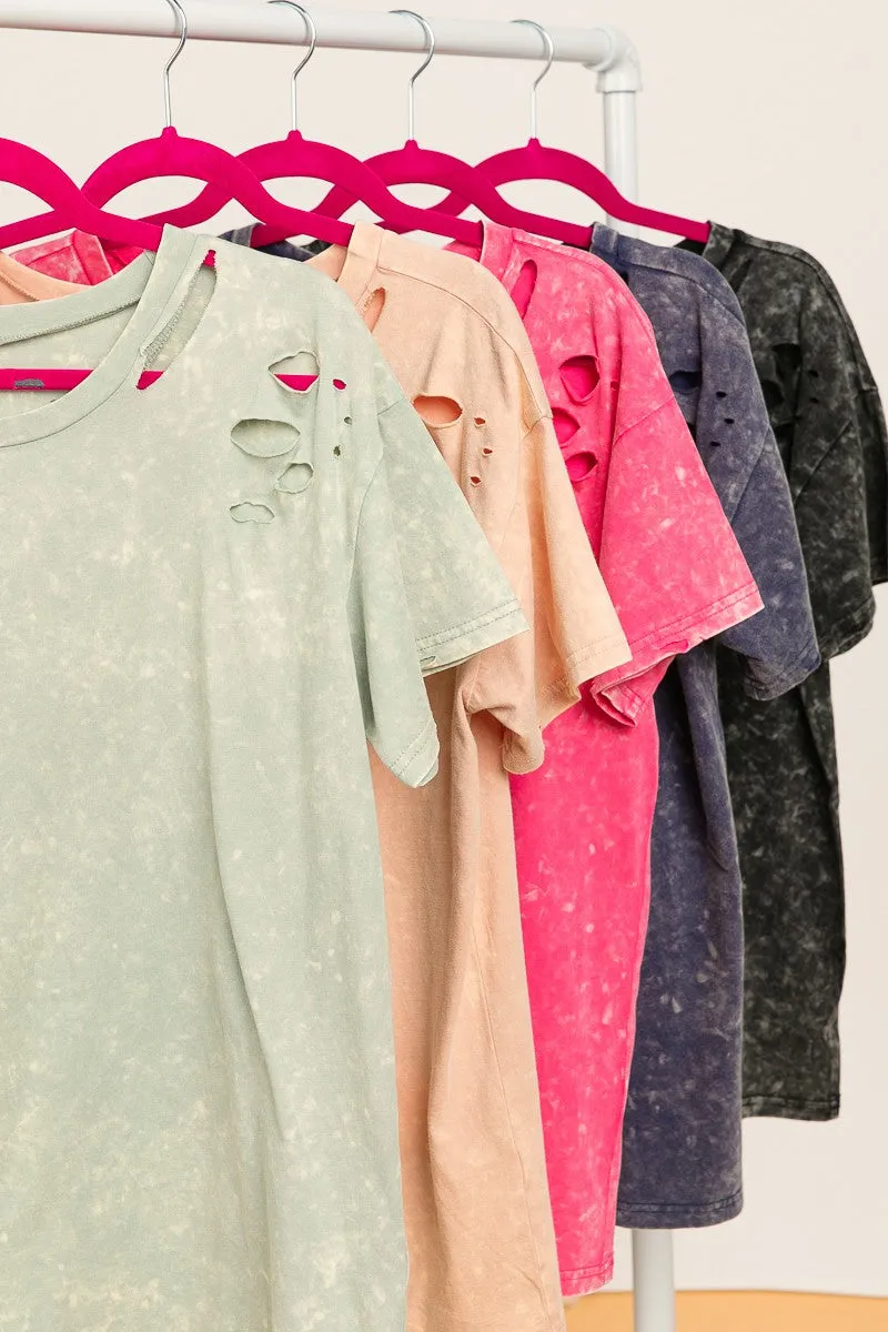 IP4007 | WASHED KNIT TOP WITH LASER CUT DETAILS Breathable Knit Fabric AbrasionResistant Edging