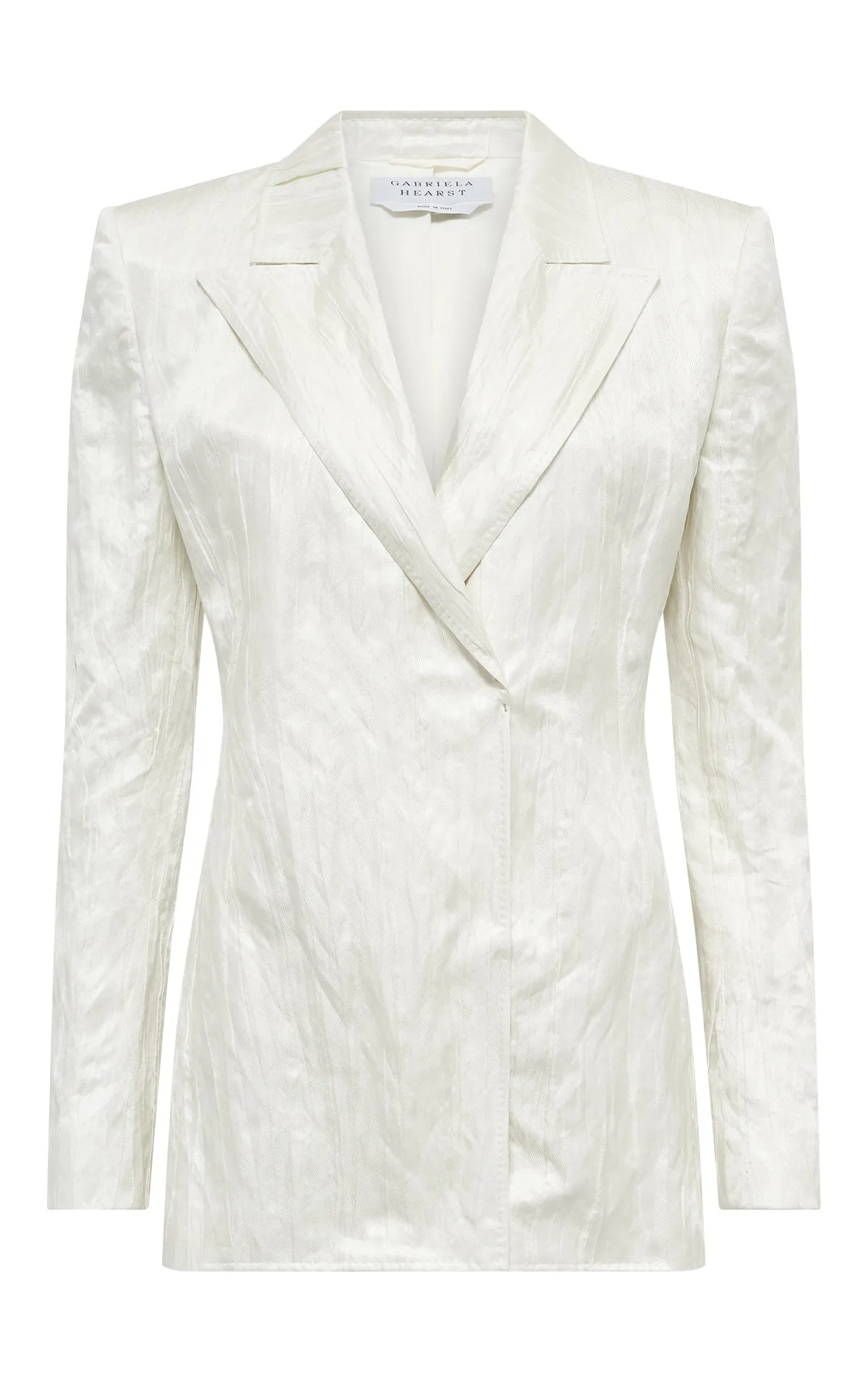 Chic Cardigan Mairi Blazer in Ivory Metallic Crinkled Silk