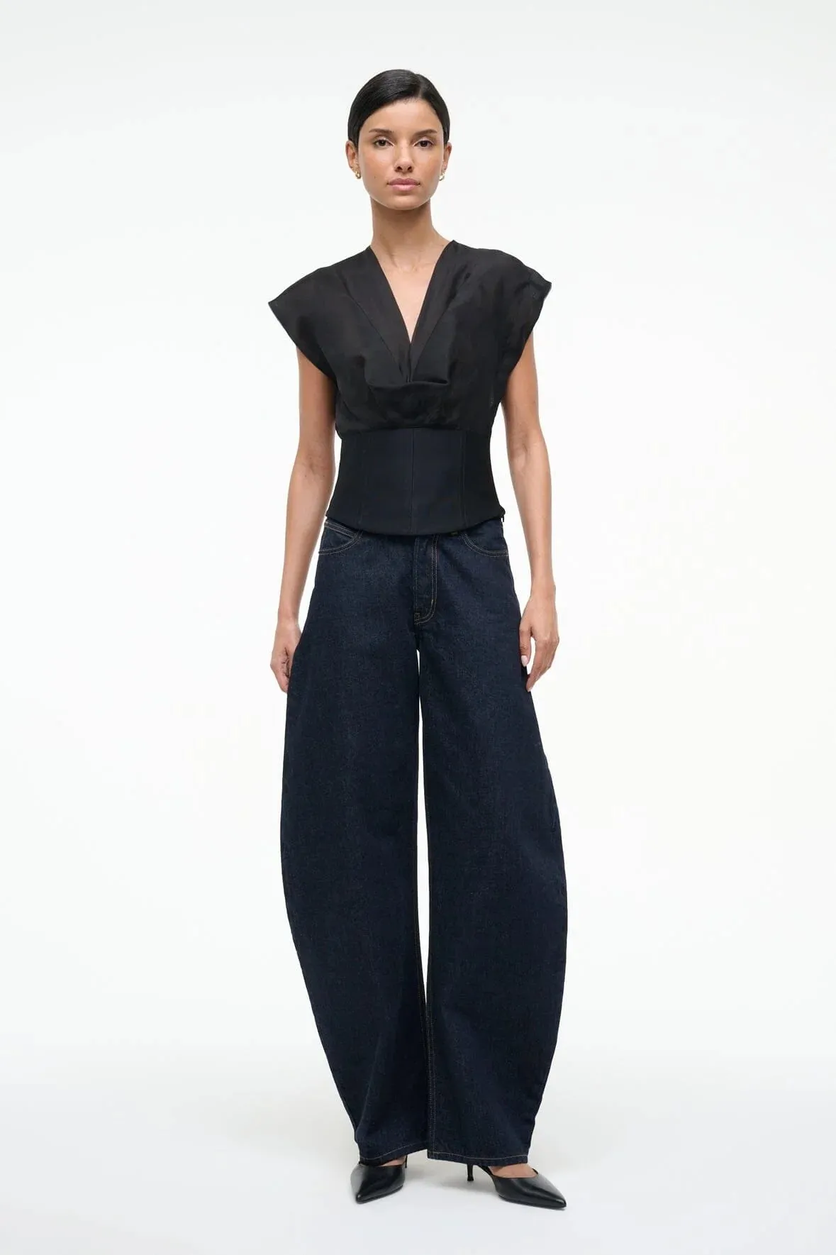 Chic Sweater Ribbed Neckline STAUD PINNACLE TOP