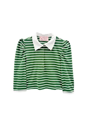 Puff Sleeve Tee - Green Stripe Knit HiddenZipper