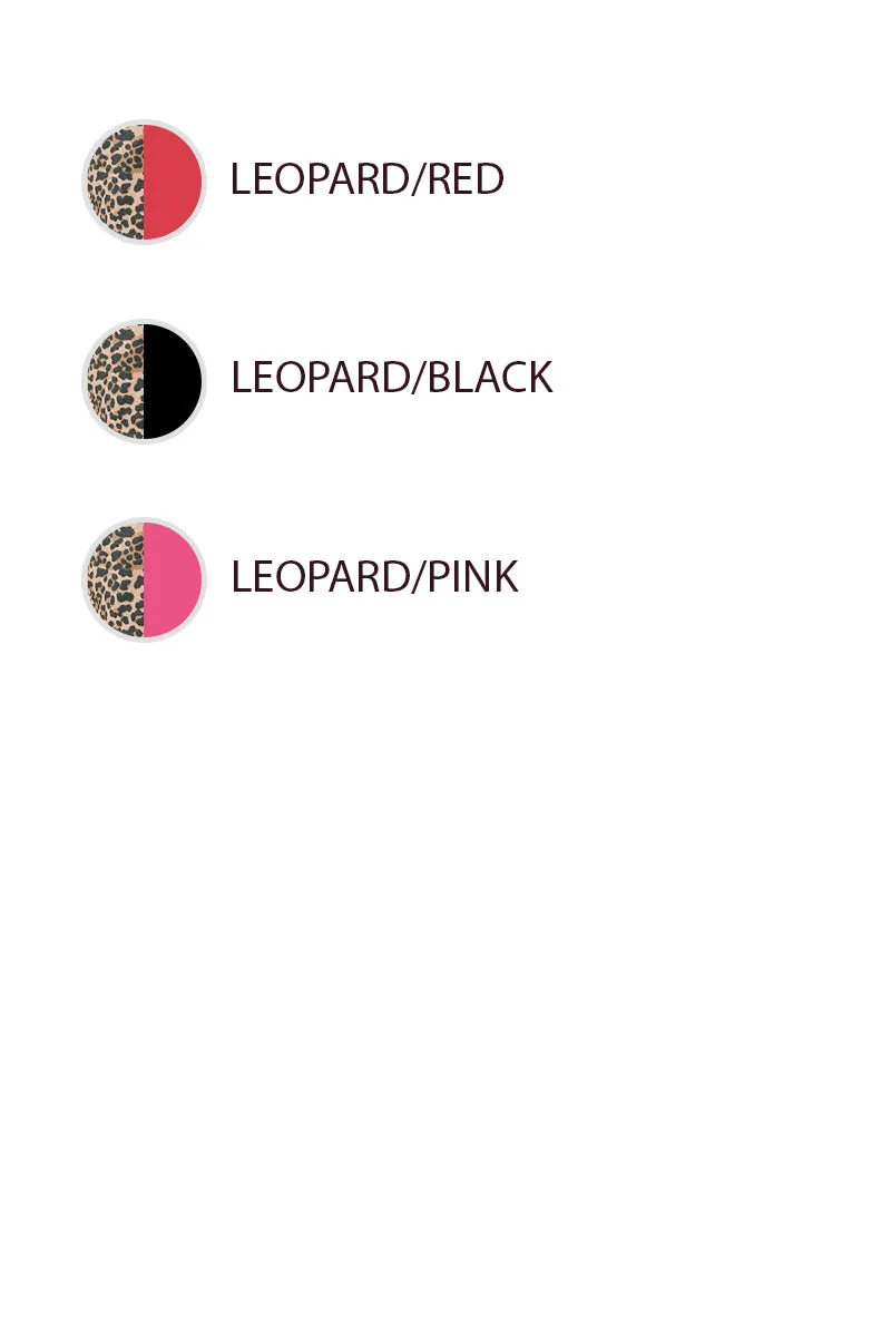 IT4395-01 | LEOPARD PRINTED BUBBLE HEM CONTRAST SHOULDER TIED TOP Taped Seam Technology All Day Comfort