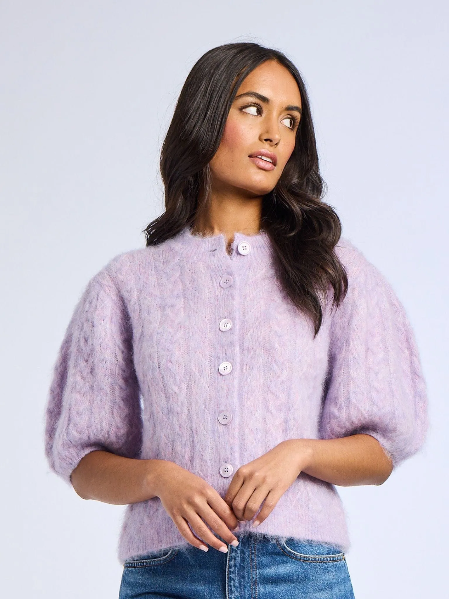Isa Cardigan in Lilac AbrasionResistant Finish