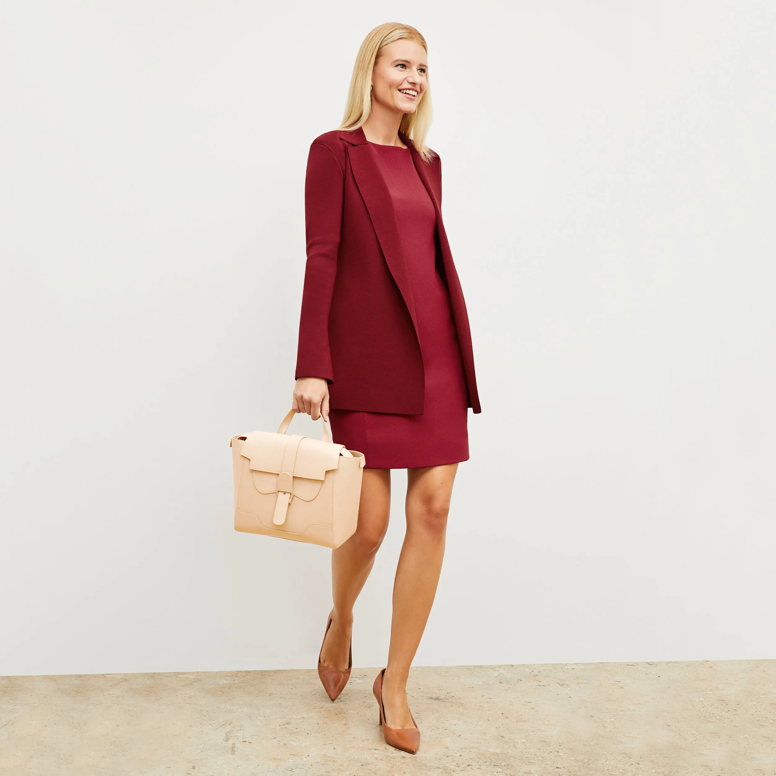 LowImpact Dye Process CompressionMolded Trim Regina Dress - Eco Heavy Soft Wave :: Cerise