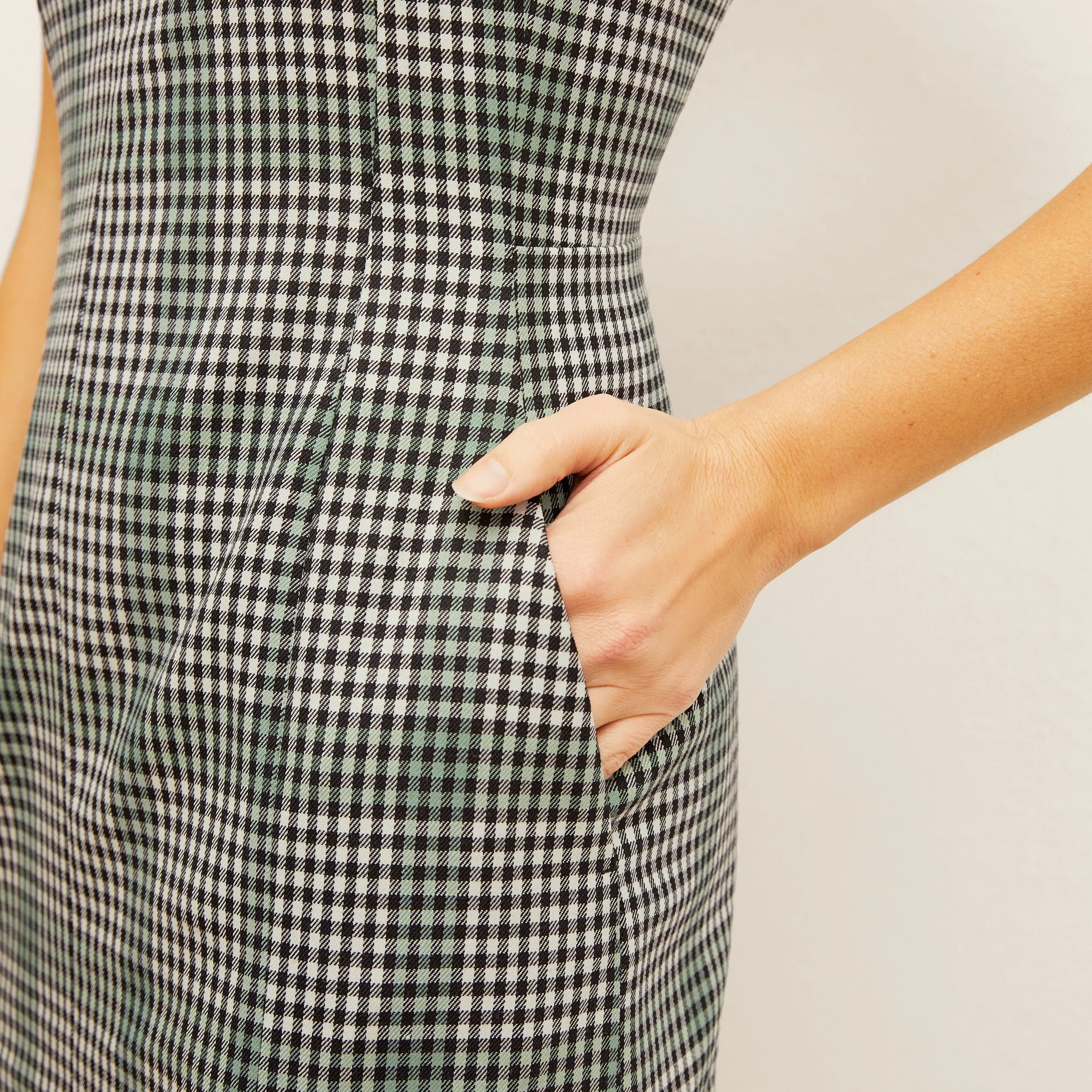 Constance Dress - Check Plaid Sharkskin :: Multi Soft Texture OdorControl Technology
