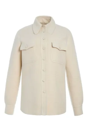 Frictionless Lining John Austin Shirt in Ivory Double-Face Recycled Cashmere Felt