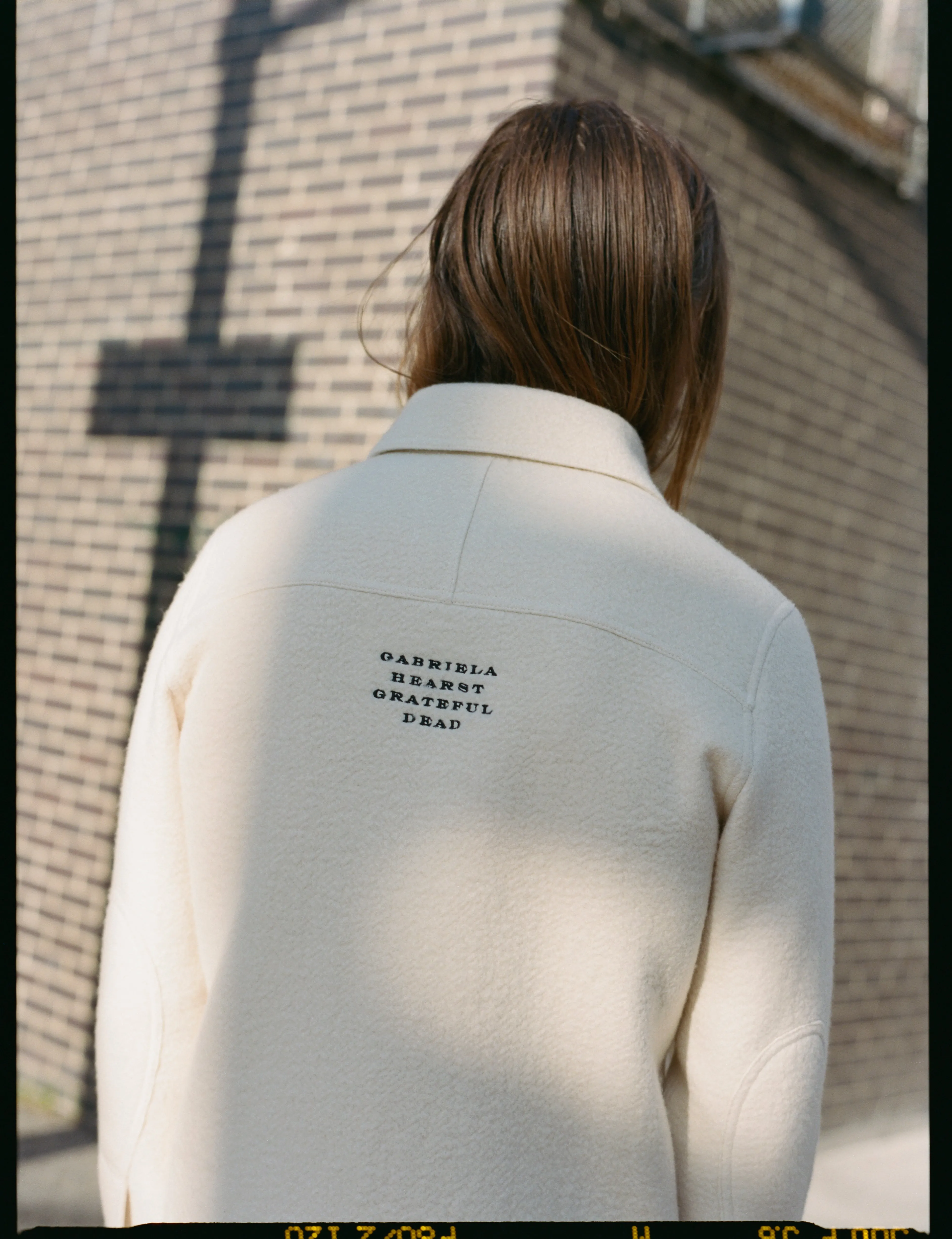 Lightweight Thermal Tech Convertible Collar Style John Austin Shirt in Ivory Double-Face Recycled Cashmere Felt