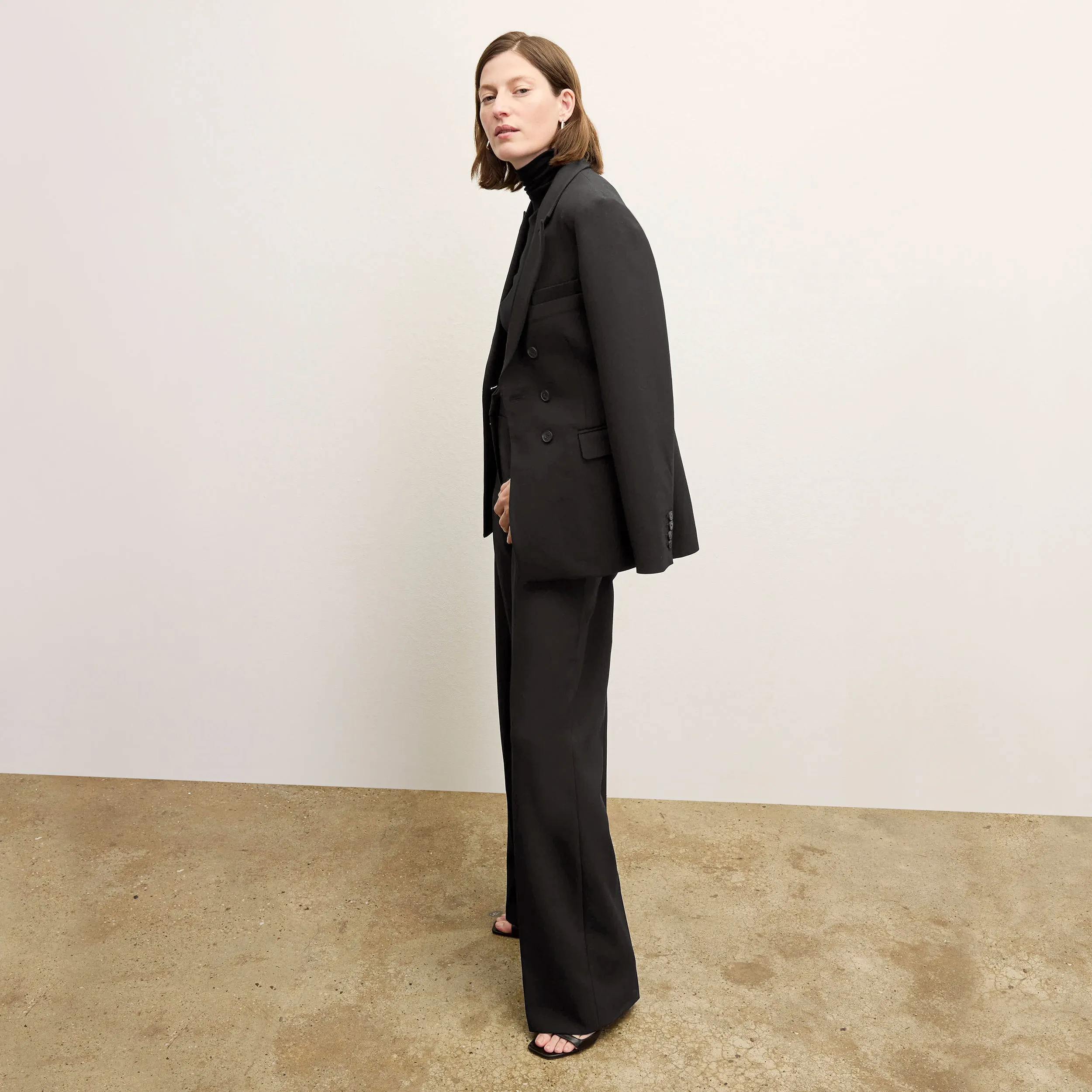 Contrast Stitch Detailing Kati Jacket - Flex Suiting :: Black NonRestrictiveCut LongSleeve