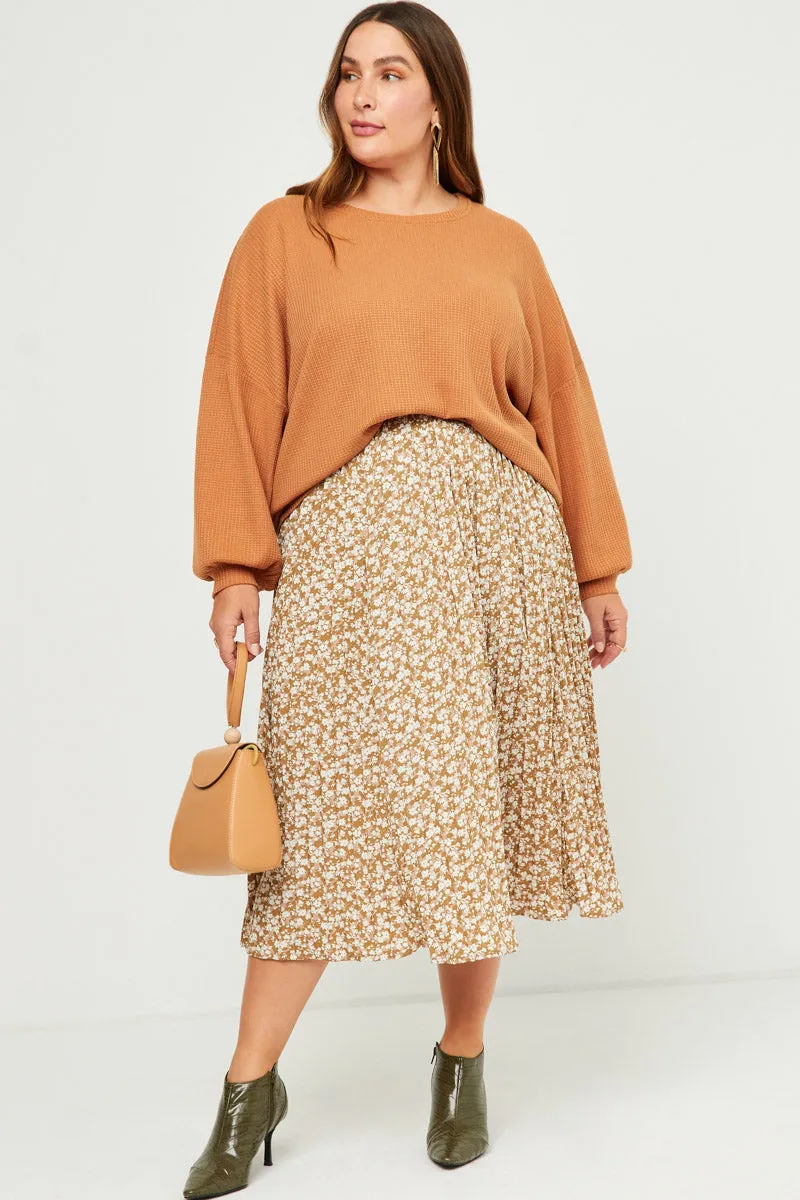 Solid Waffle Knit Textured Slouchy Top QuickDrySystem DroppedShoulder