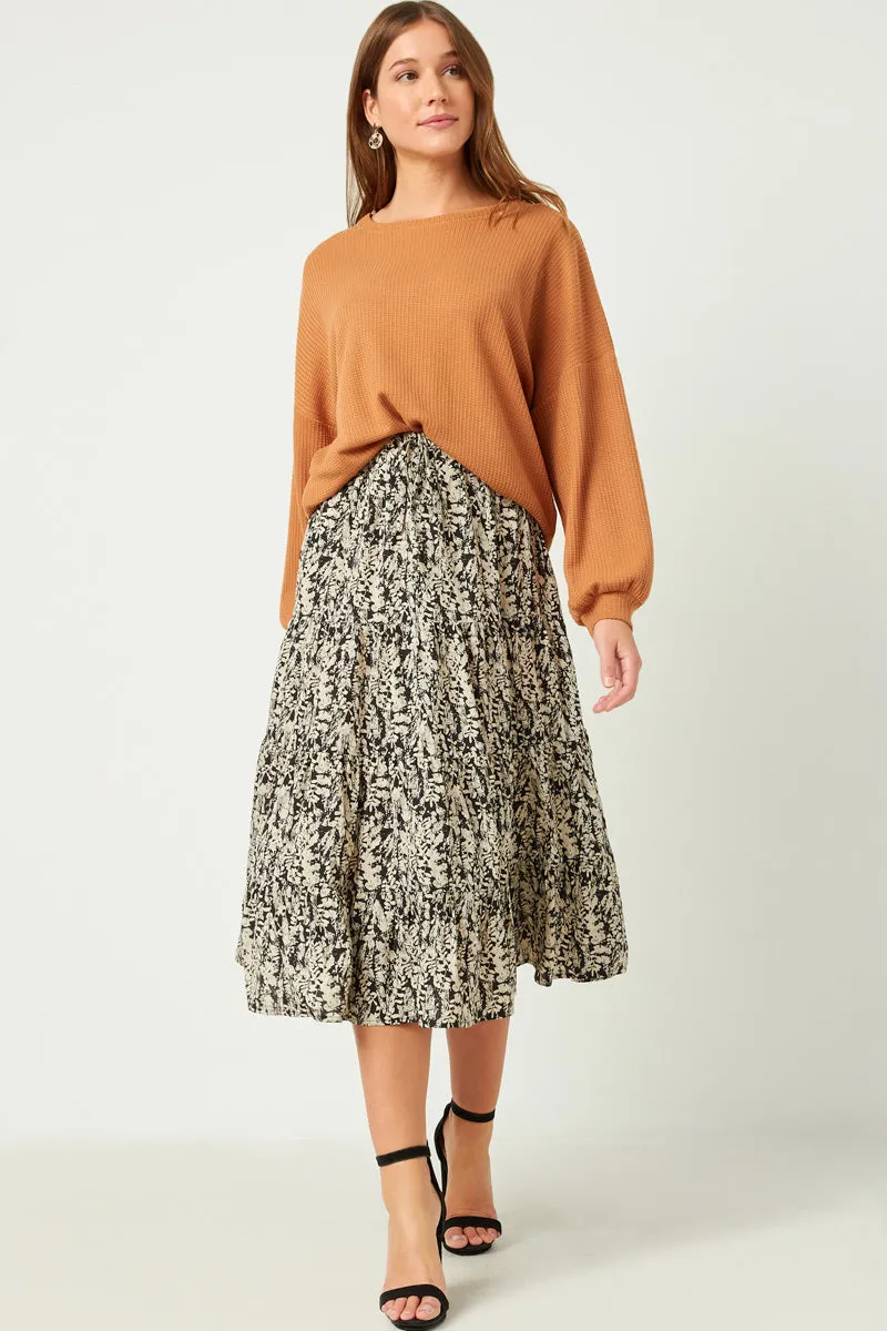 Solid Waffle Knit Textured Slouchy Top QuickRelease Closure