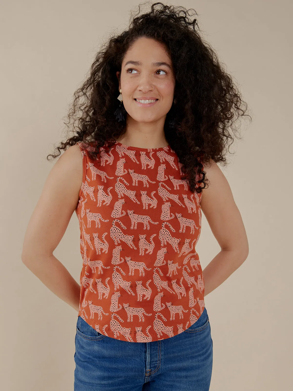Millie Muscle Tee - Leopard Sienna AllSeason Wearability