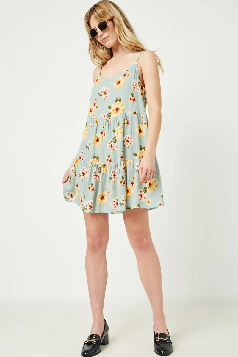 Floral Tiered Sleeveless Swing Dress Cool Simplicity Relaxed Finish