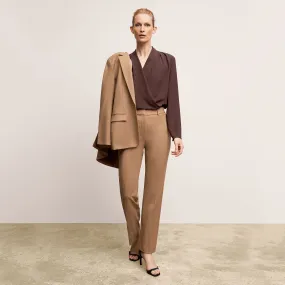 Cooling Performance Material Smith Straight Trouser - Washable Wool Twill :: Camel Compact Weave Fabric Active Blouse