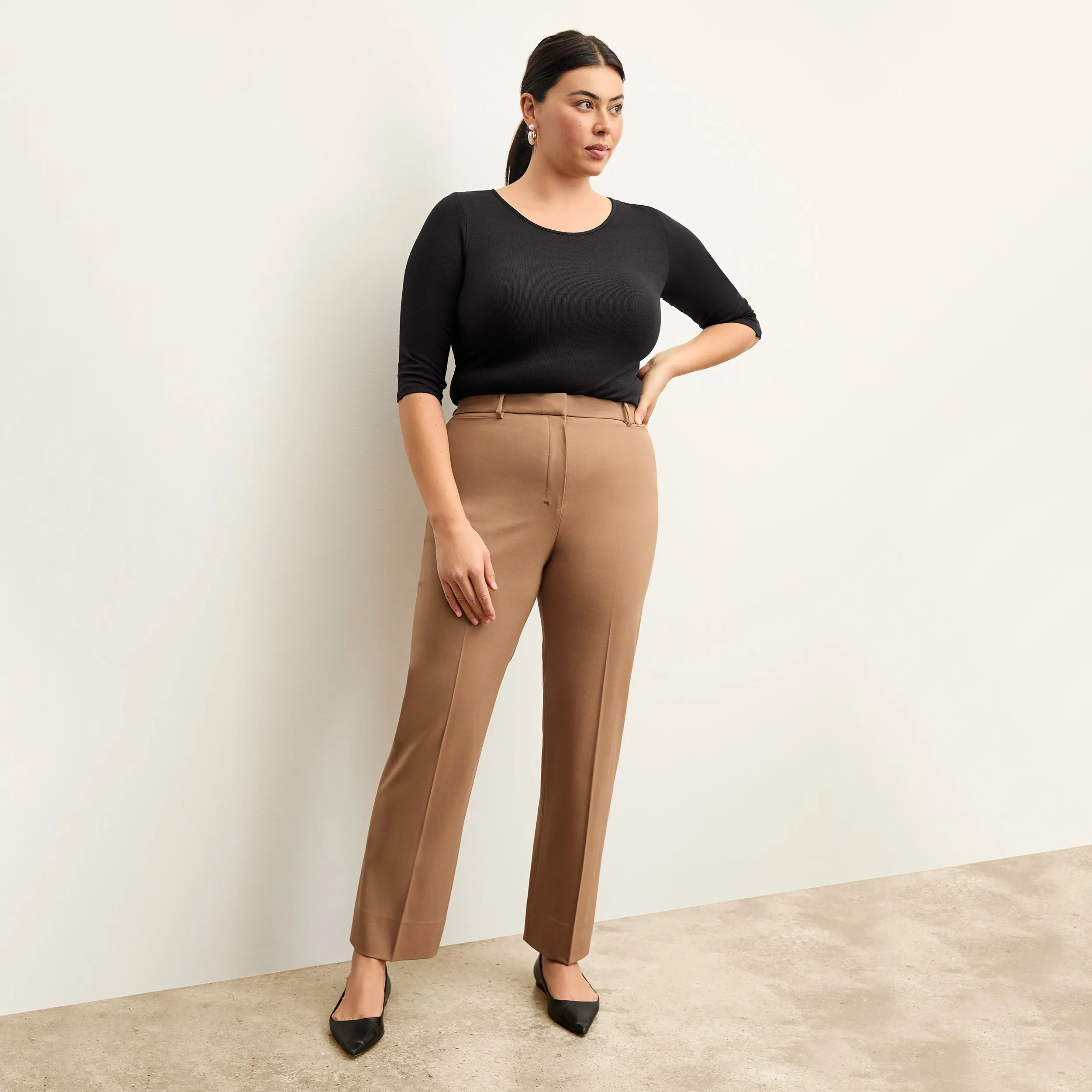 Smith Straight Trouser - Washable Wool Twill :: Camel Effortless Style Durable Binding DroppedShoulder