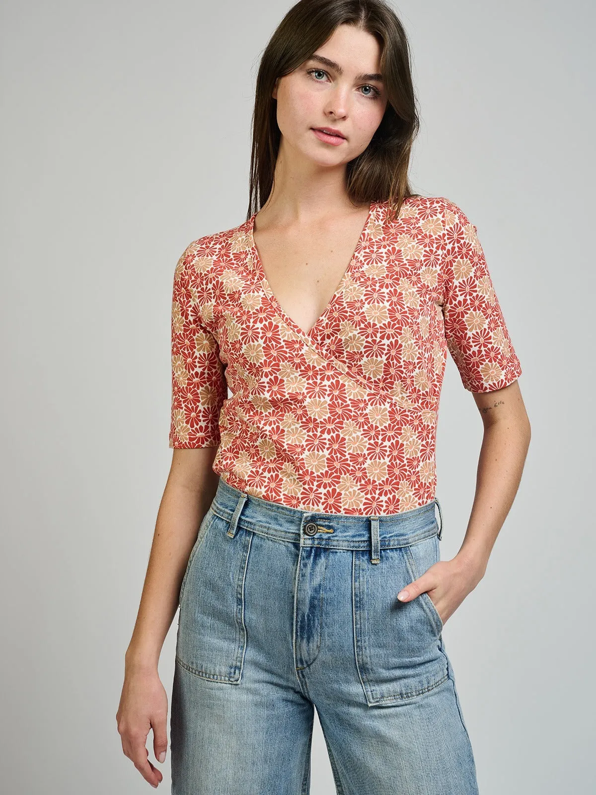 Gianna Wrap Top - Matisse Vermillion EcoFriendly Dye Process