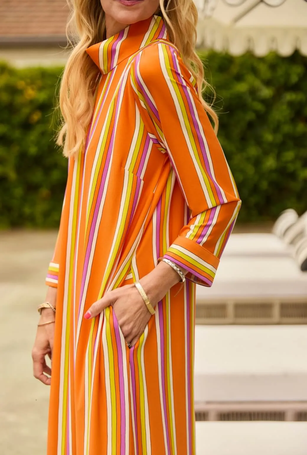 HiddenStoragePocket Mod Kaftan - Orange Stripe