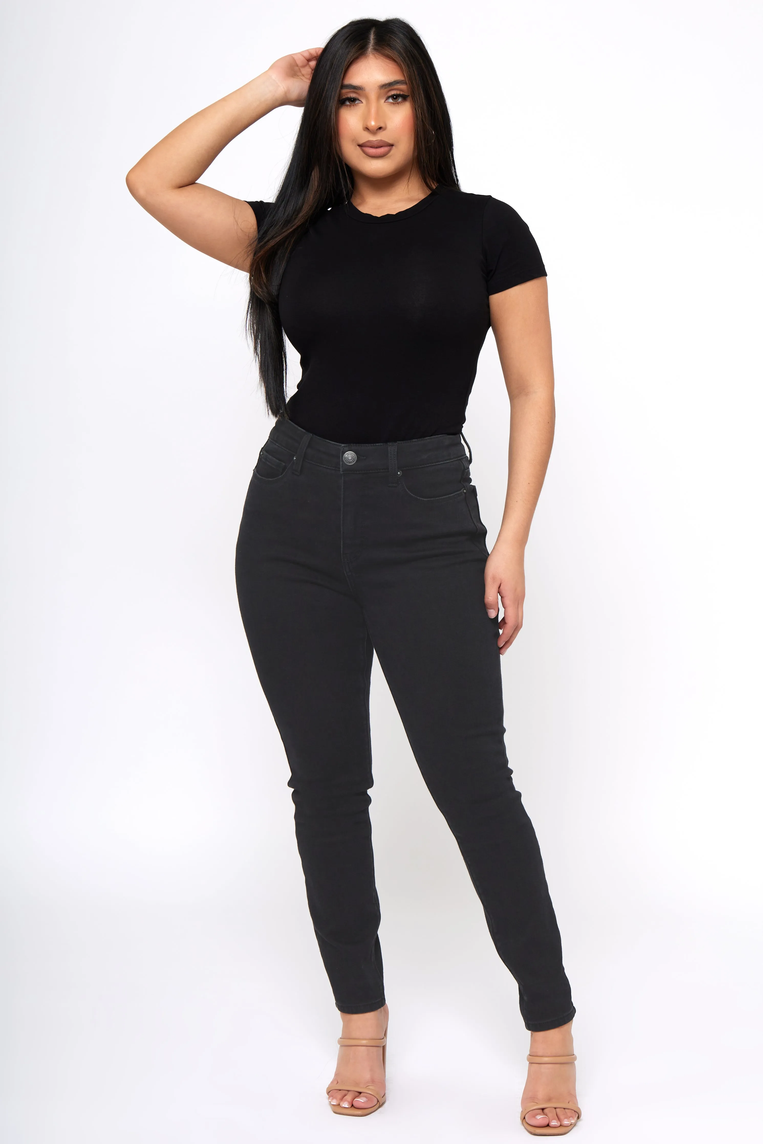 Sustainable Material Blend Cuffed hem Cozy Curvy Skinny Jeans