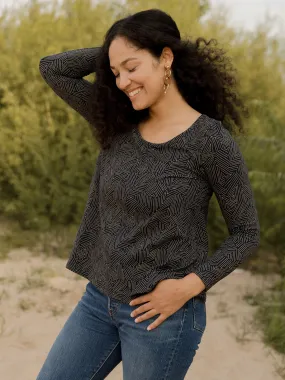 Cozy Day Top - Tree Rings Slate Torsion Support Structure FlexibleWaistband