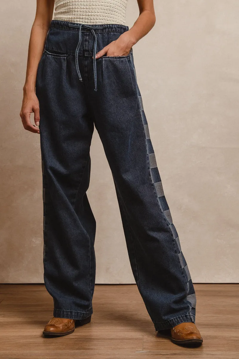 IB1584R-01 | WASHED DENIM MIX AND MATCH LONG PANTS Heat Friendly