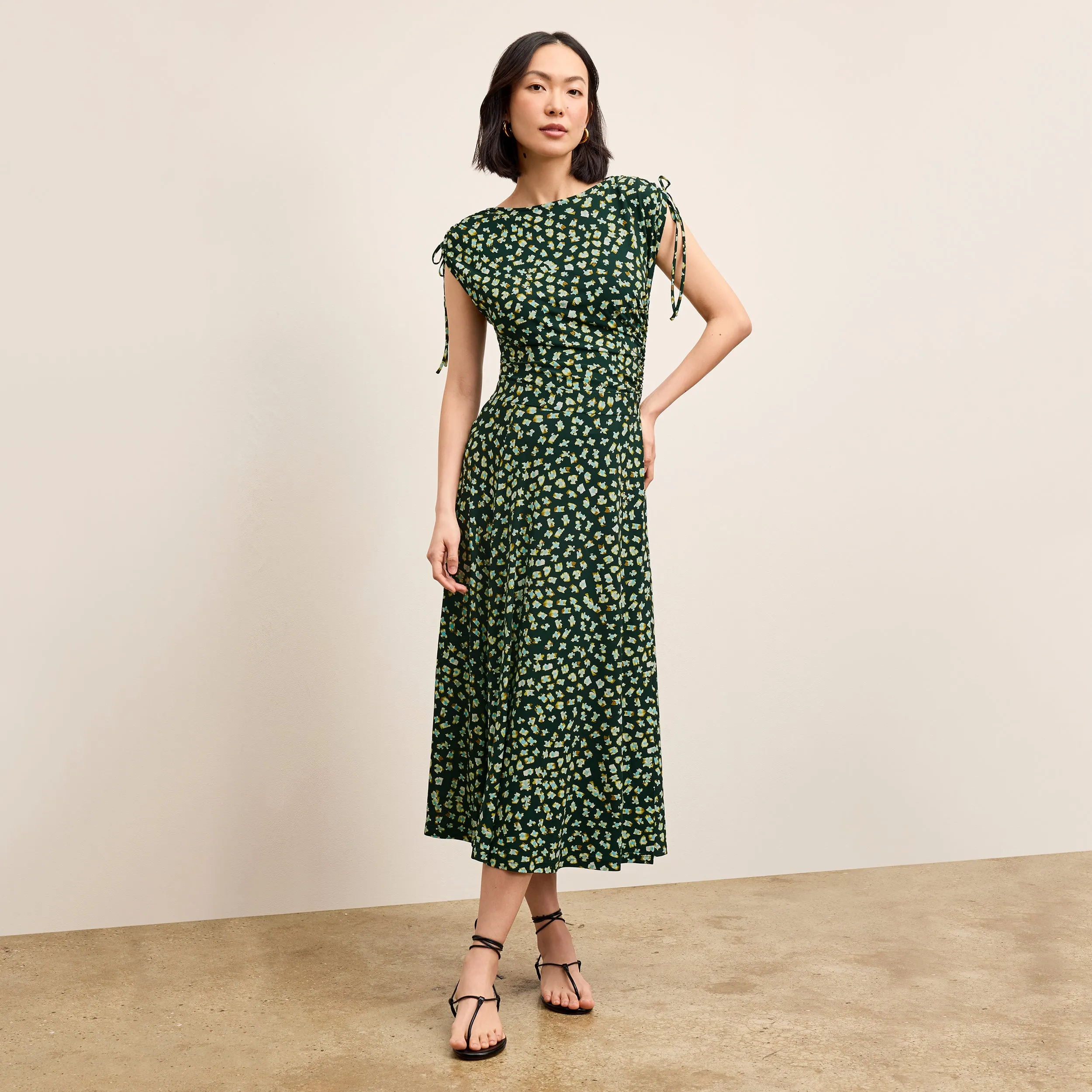 Coordinated Set Layered Hem Ara Midi Skirt - Light Printed Jersey :: Kaleidoscope Print