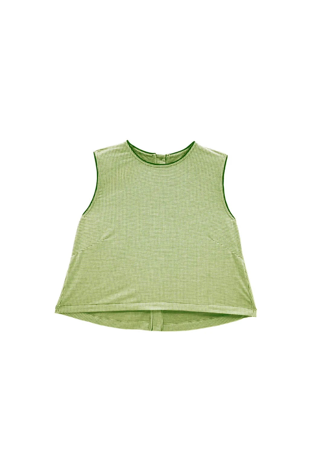 AthleisureInspired Crew Neck Blouse - Green Gingham Knit