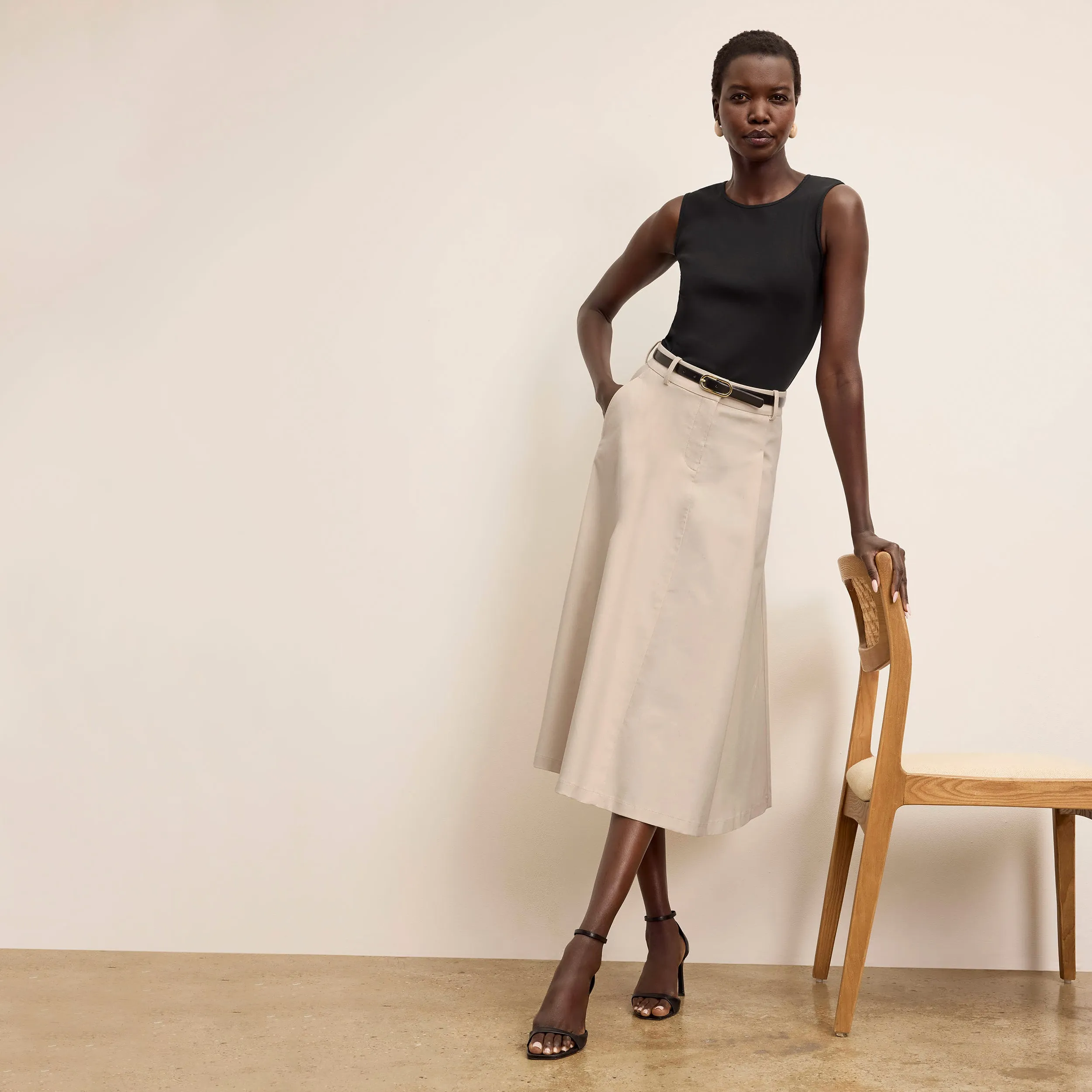 Ventilated Panels Versatile Outfit Olia Breeze Skirt - Cotton Viscose :: Natural