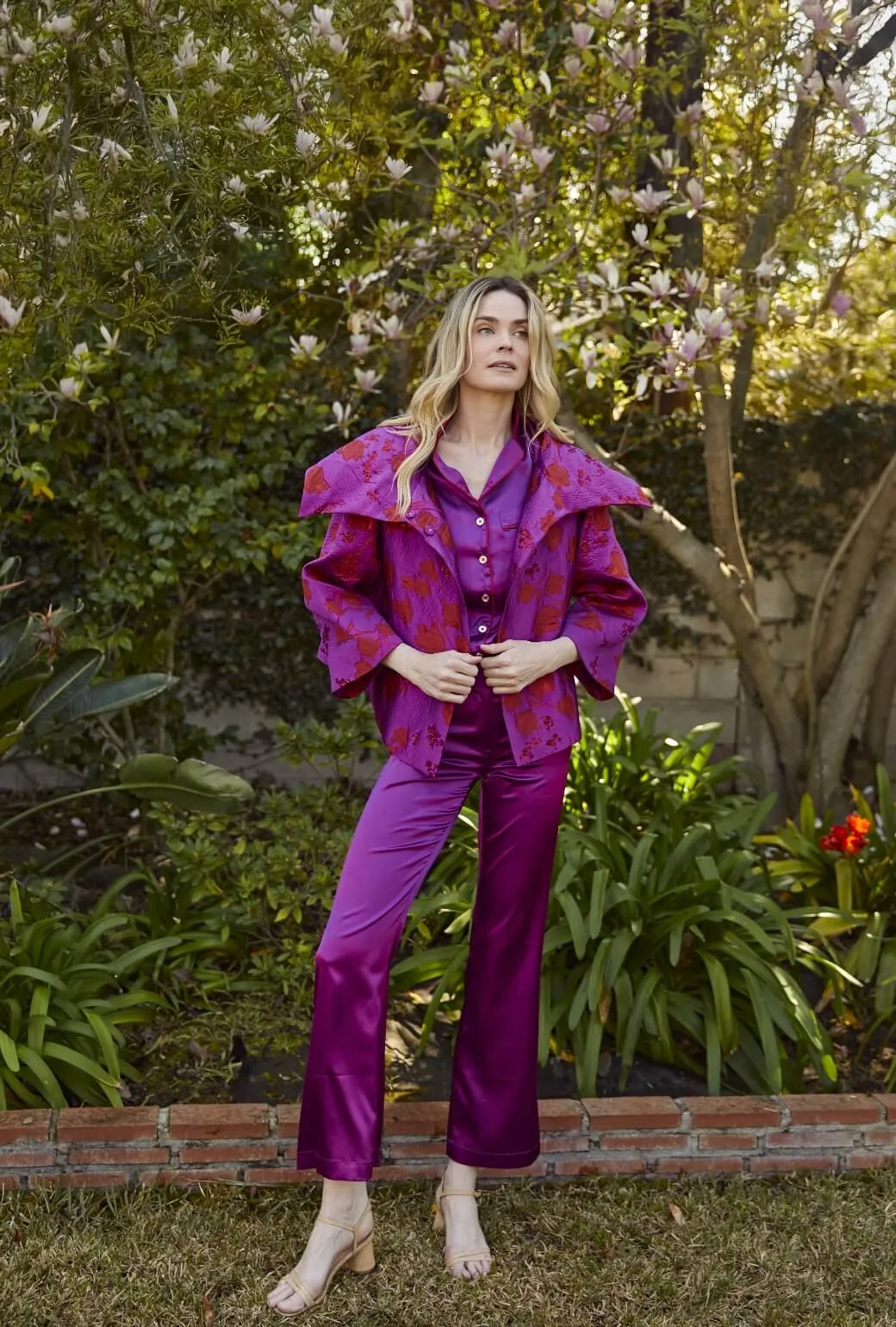 simple design NonRestrictive Cropped Grace Coat - Rani Pink