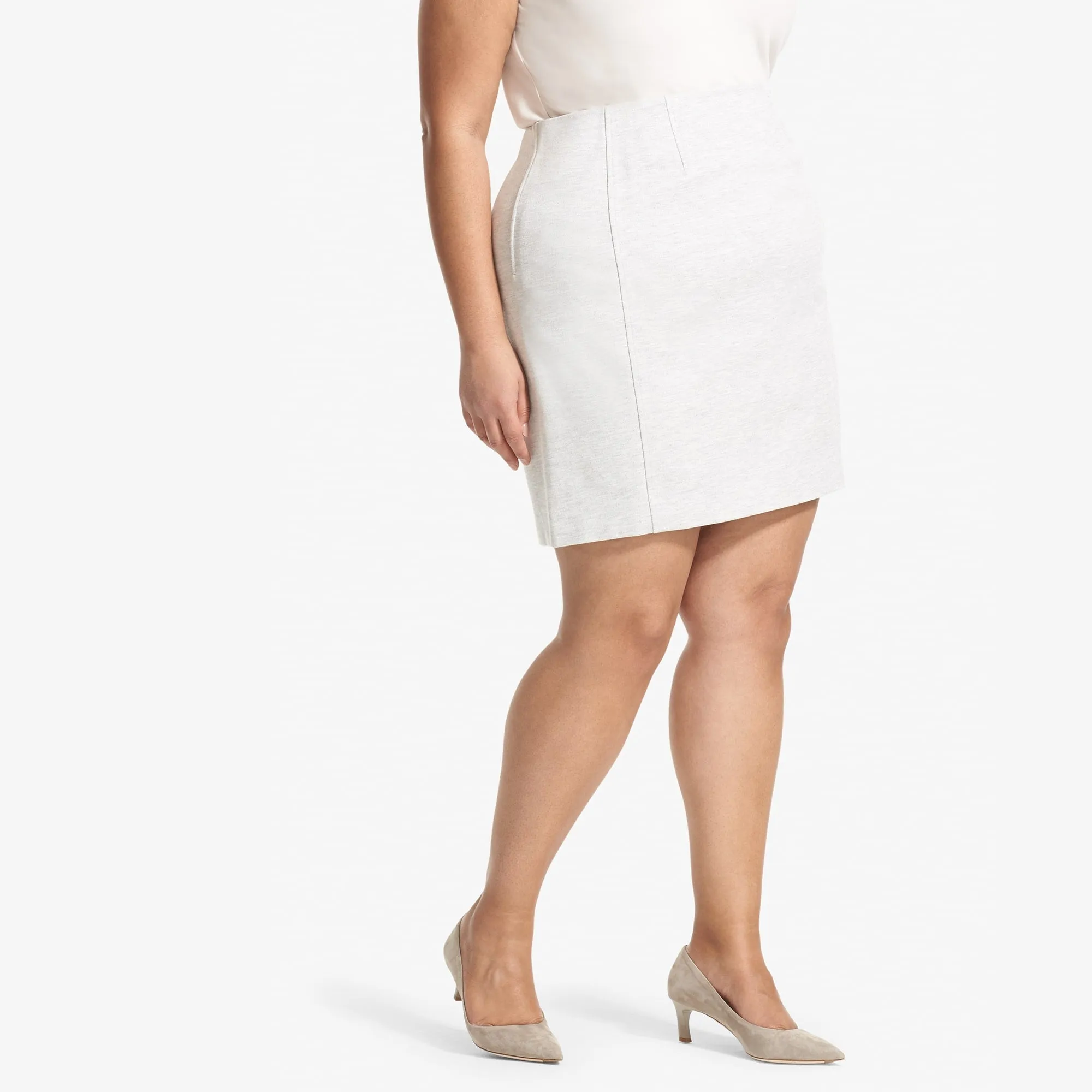 Crosby Skirt - Twill Ponte :: Light Heather Gray Trendy Look