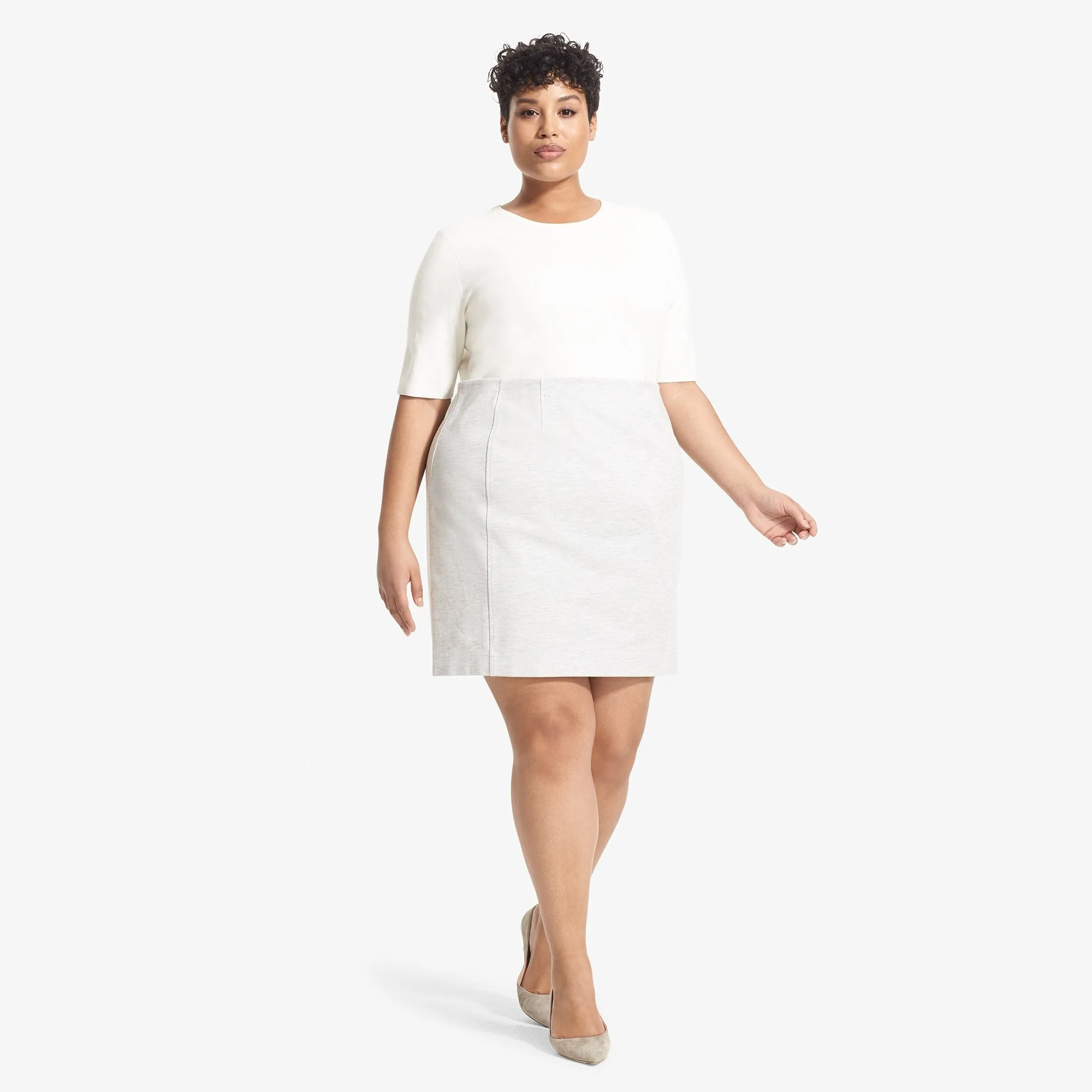 Crosby Skirt - Twill Ponte :: Light Heather Gray TaglessDesign HiddenPocket