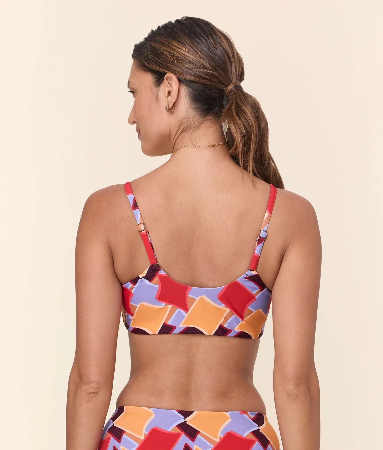 Earthy-Tones Breezy-Feel The Maui Bikini Top - Eco Nylon - Mod Geo