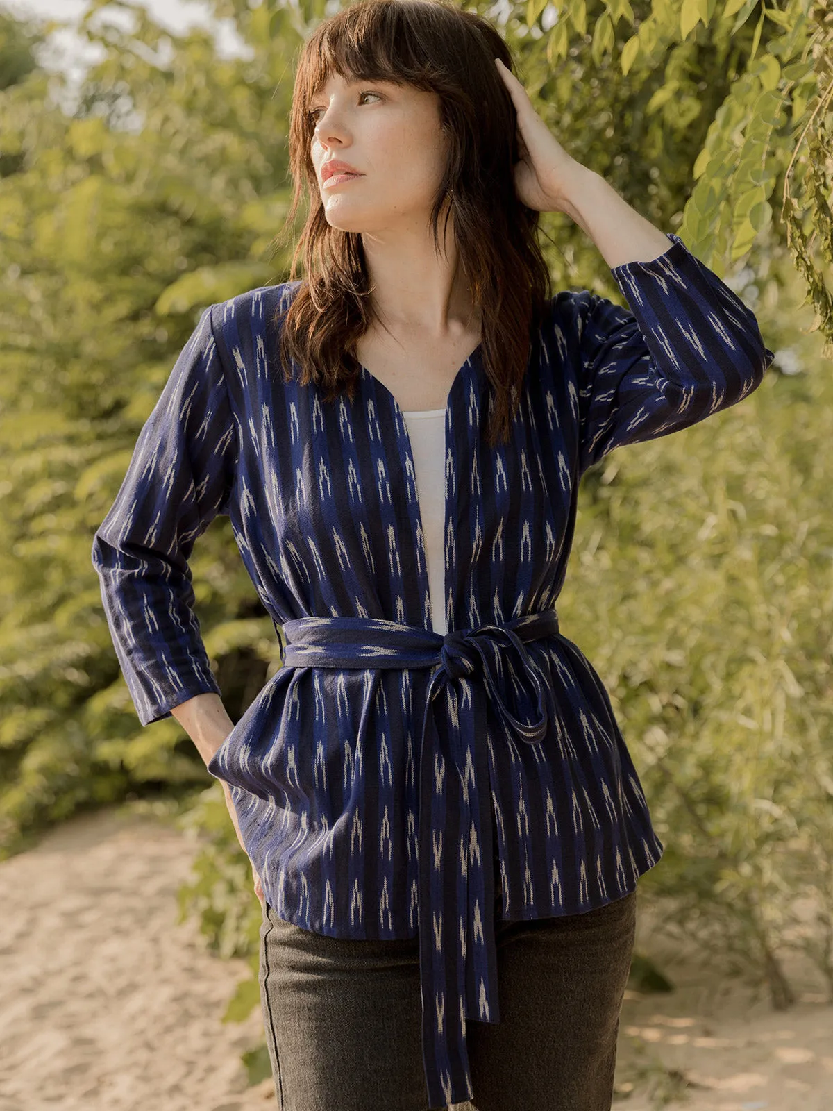 Crossroads Jacket - Sapphire Ikat Eco Friendly Blend