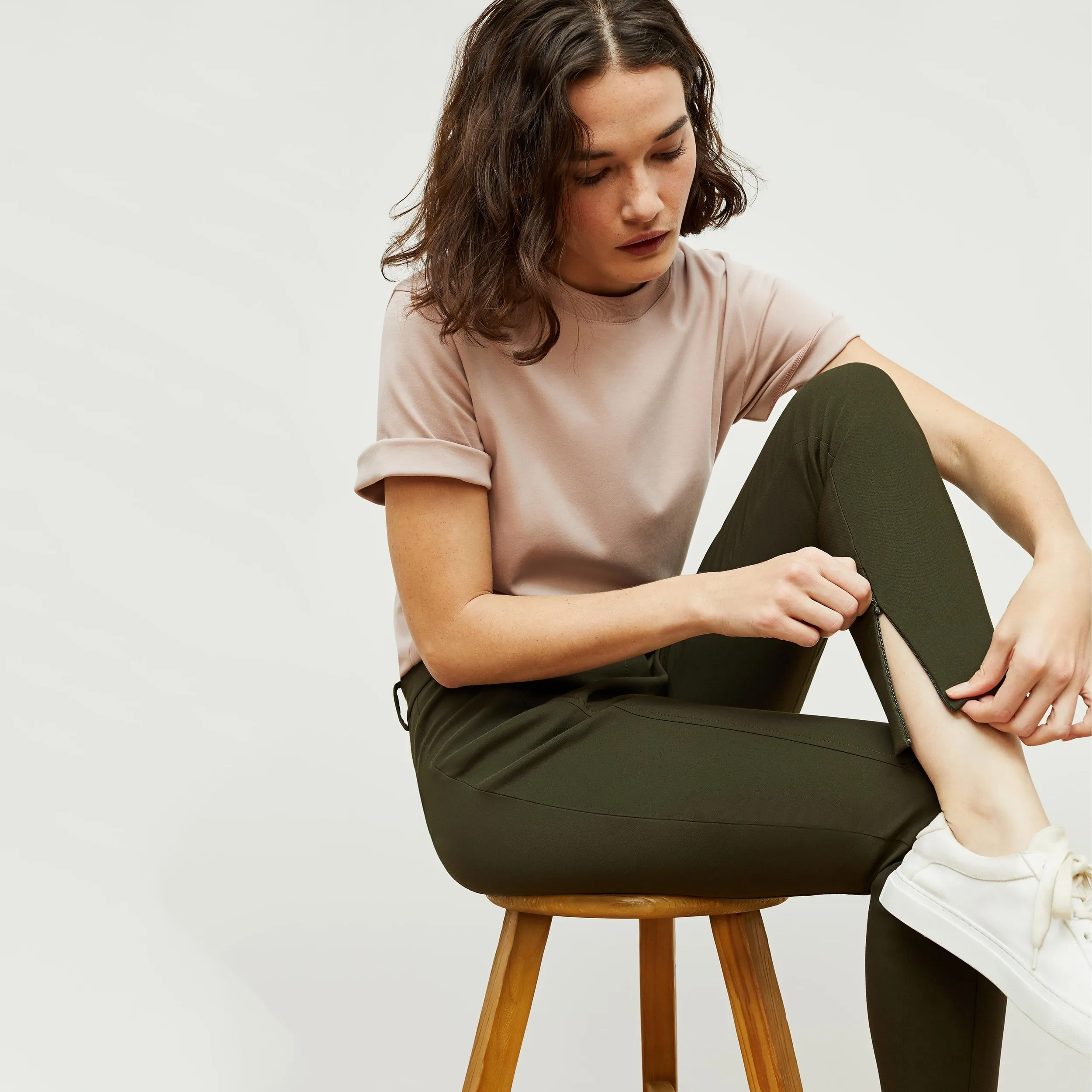 Built In Filter Layer Curie Pant - PowerStretch :: Dark Olive WrinkleResistant Fabric