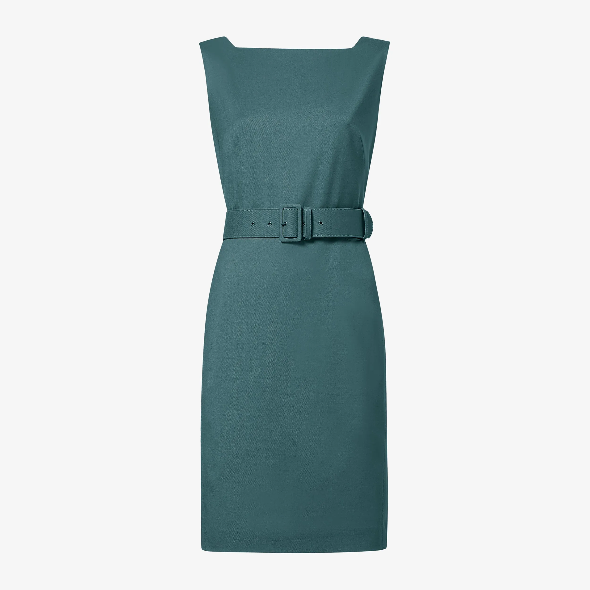 MicrofiberTech Simple Dress Cynthia Dress - Washable Wool Twill :: Blue Jade