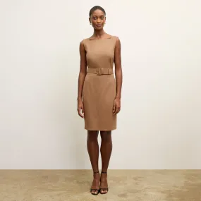 Adjustable Collar System OrganicCotton Cynthia Dress - Washable Wool Twill :: Camel Modern Touch