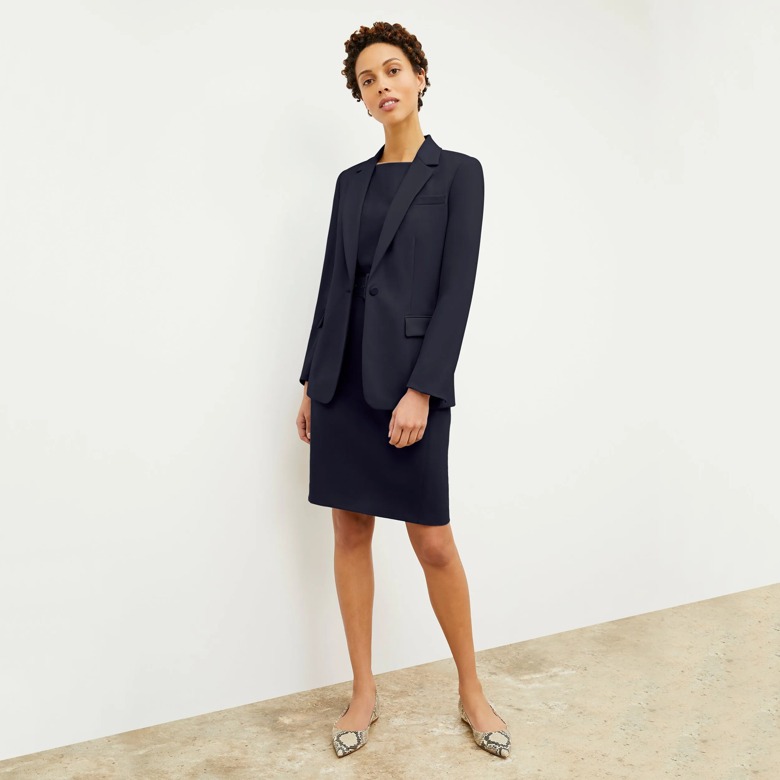 Cynthia Dress - Washable Wool Twill :: Dark Navy Warm Fabric