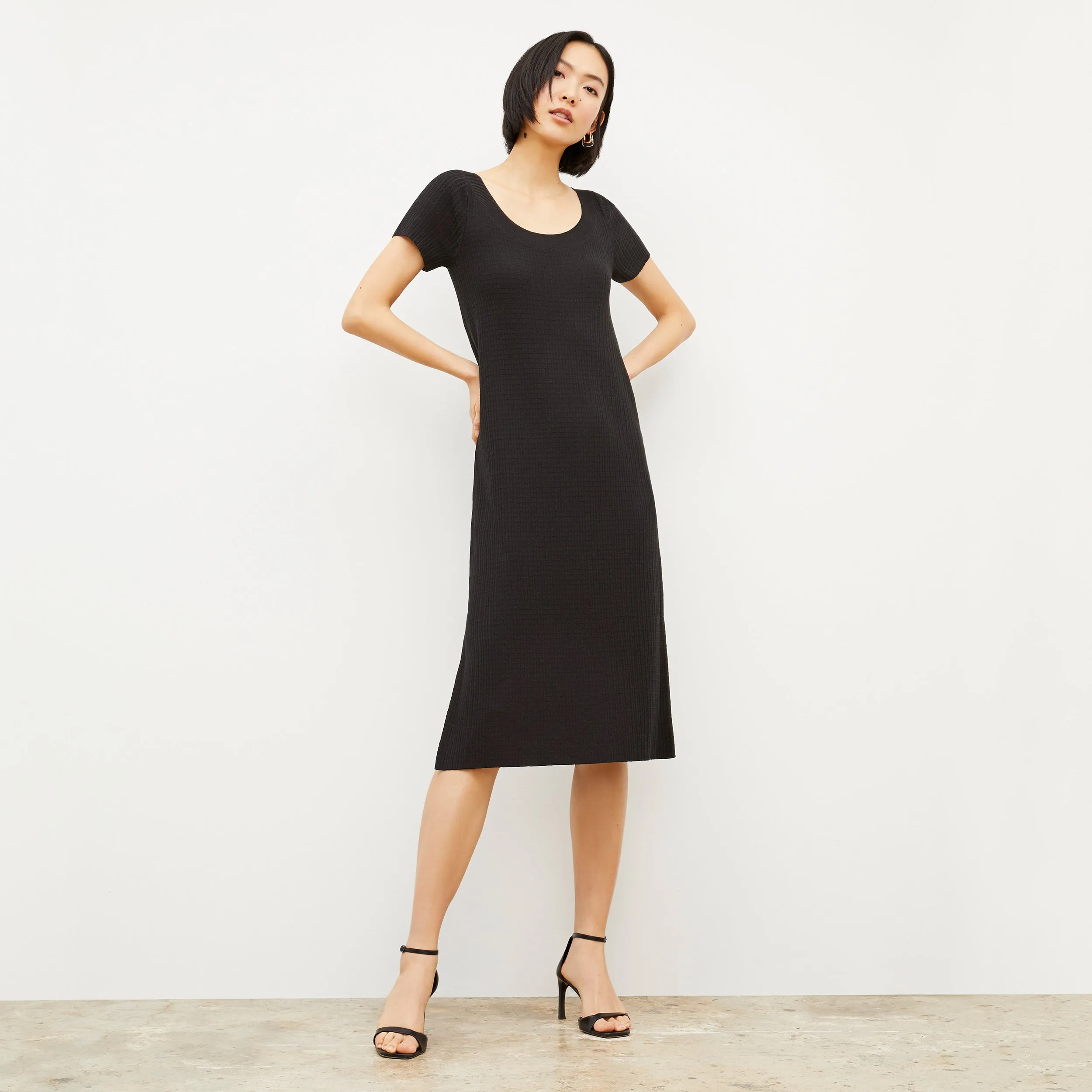 Danica Dress - Geo Micro Knit :: Black BondedSeams