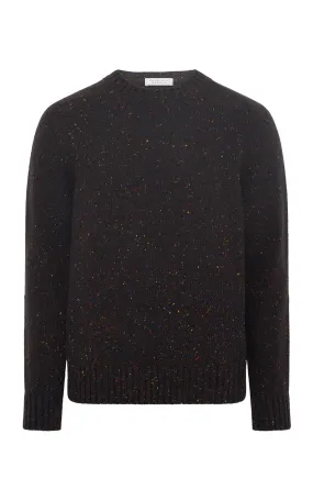 Garment Washed Daniel Knit Sweater in Charcoal Multi Speckle Cashmere