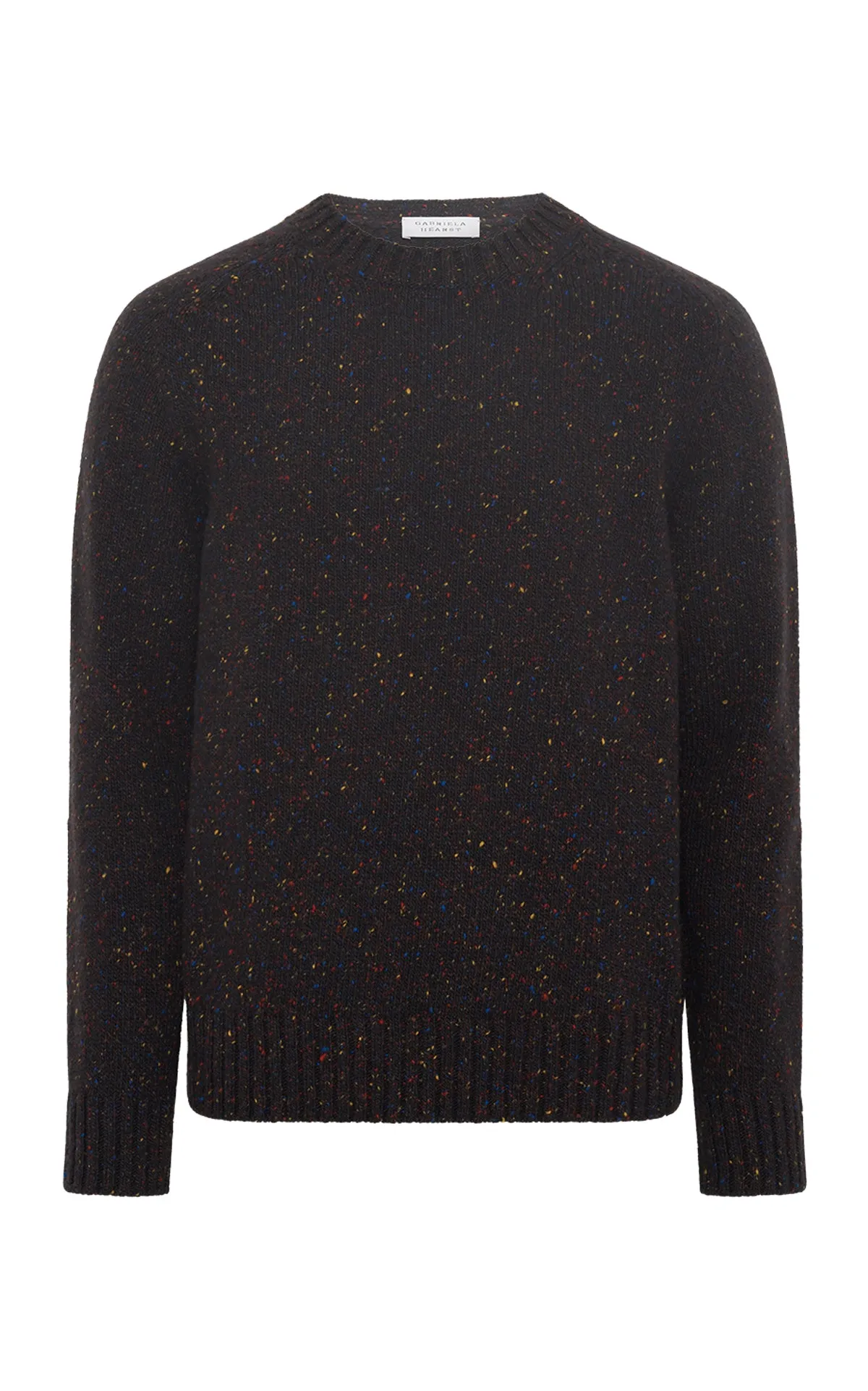 Daniel Knit Sweater in Charcoal Multi Speckle Cashmere WrinkleFree Fabric Bamboo Derived Material