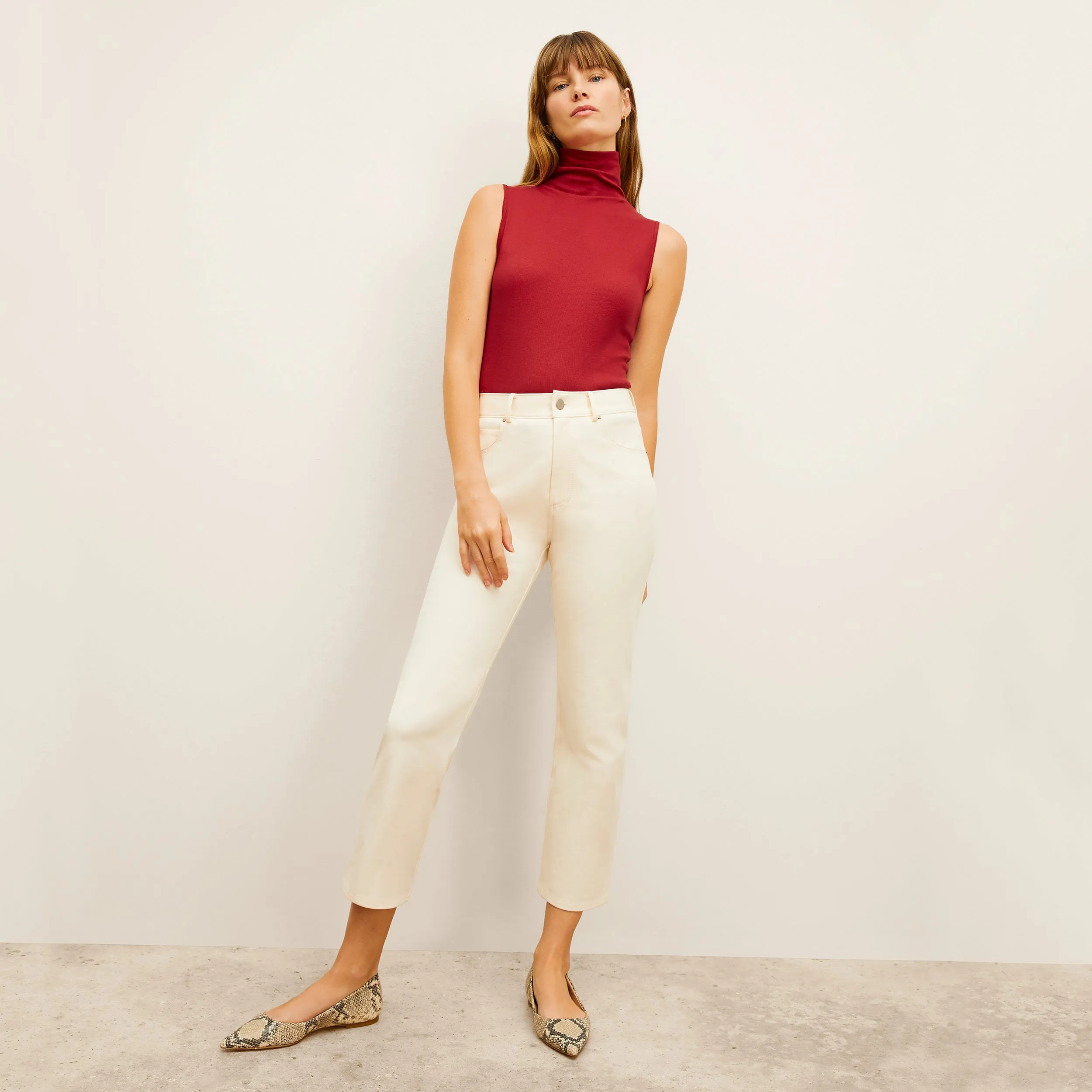 Daria '90s Jean - Eco Better Than Denim :: Bright Ivory DurableDoubleLayeredHem WrinkleResistantWeave