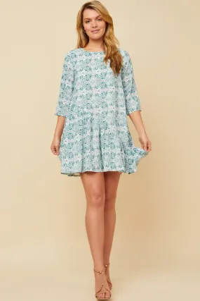 Silky Touch Botanical Pattern Print Asymmetric Hem Mini Dress