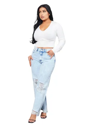 Shopping Day Vibrant Denim Skater Jeans with Destructions