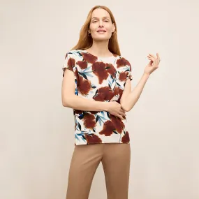 Didion Drape Top - Printed Washable Silk :: Floral Haze simple design Anti Pilling
