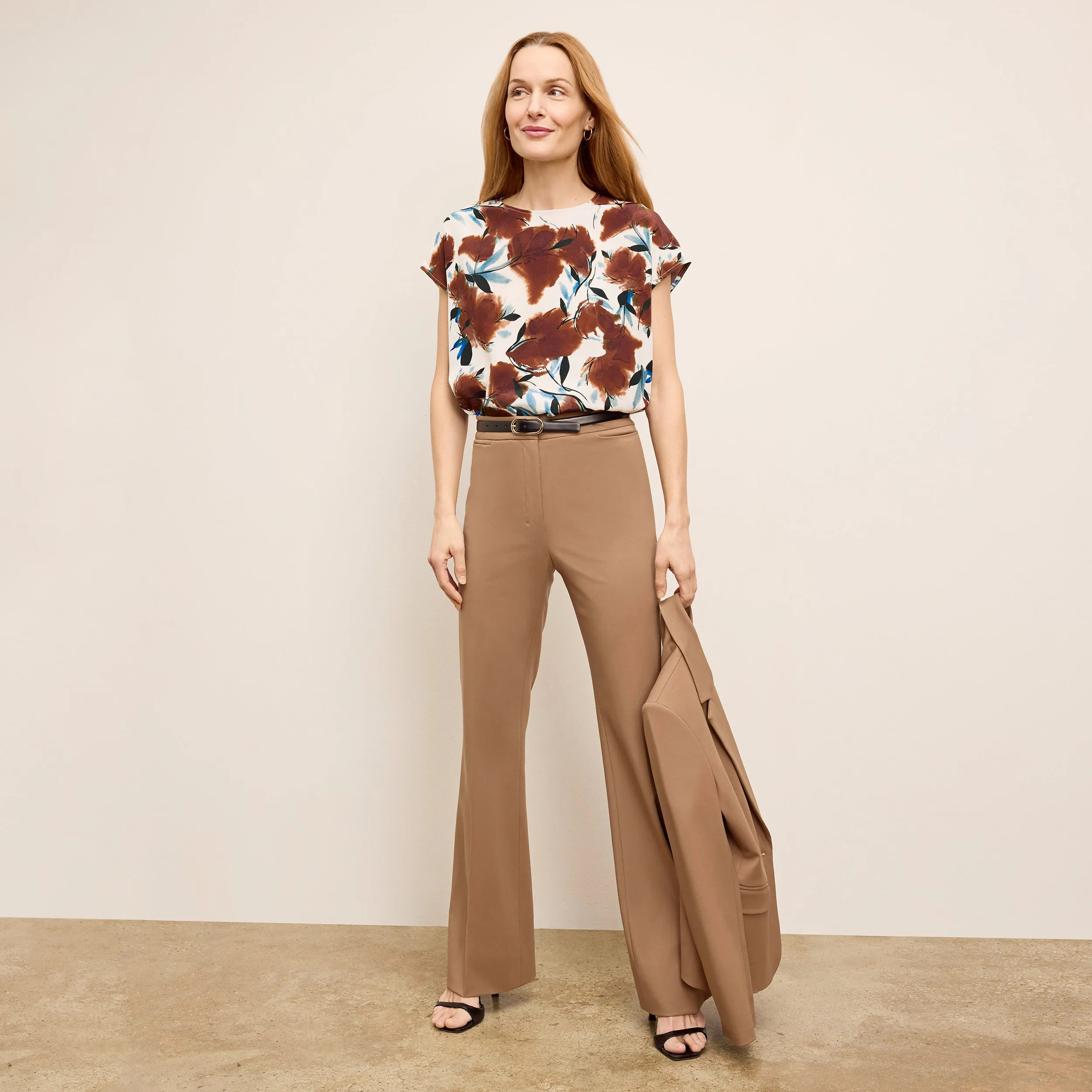 Moisture Wicking Material Didion Drape Top - Printed Washable Silk :: Floral Haze