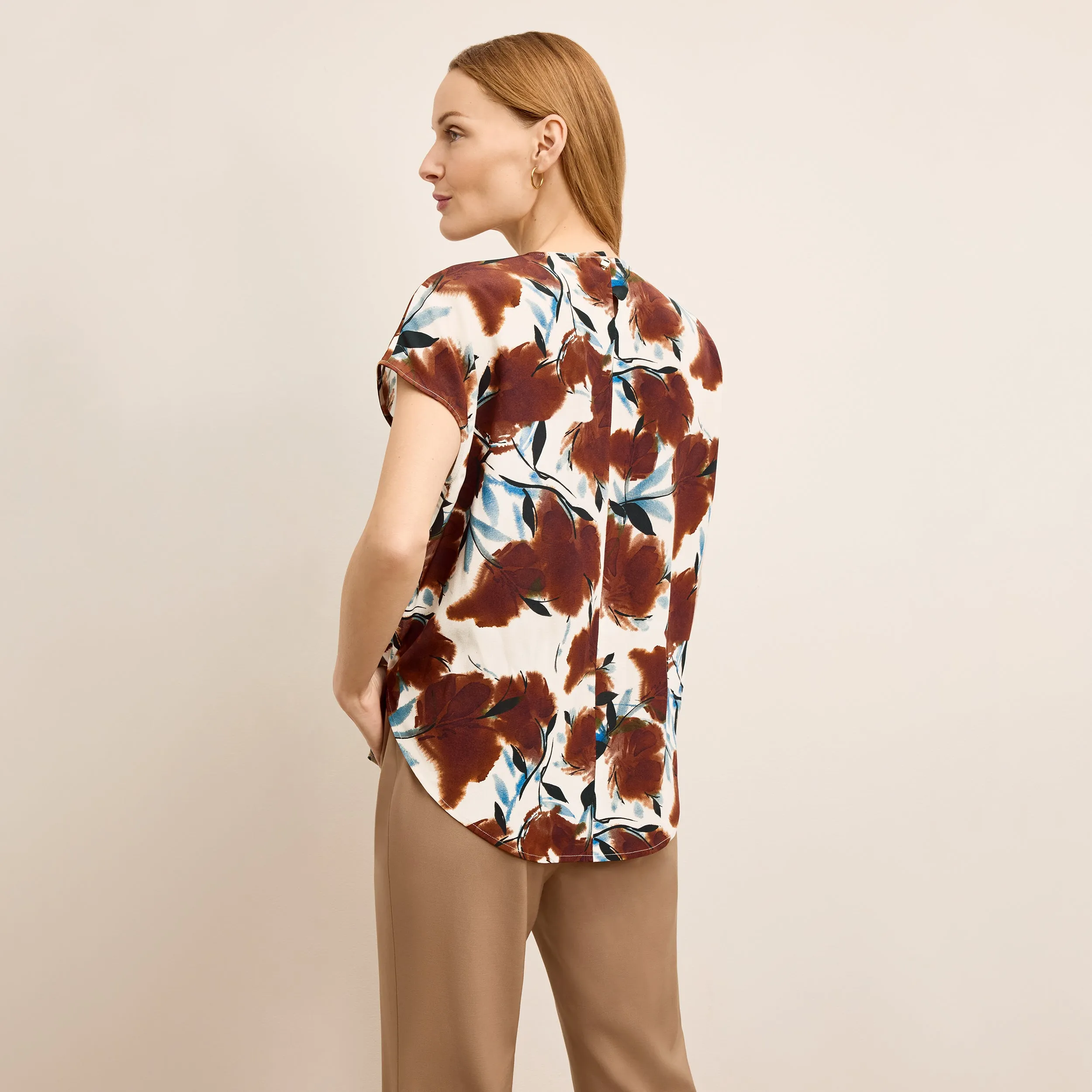 Didion Drape Top - Printed Washable Silk :: Floral Haze Hydrophobic Threadwork
