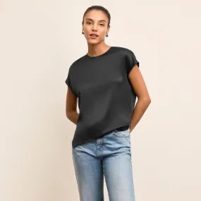 Didion Drape Top - Washable Silk Charmeuse :: Black Bamboo Fiber Fabric LayeringFriendly Weight