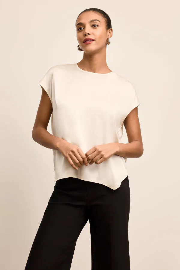 Didion Drape Top - Washable Silk Charmeuse :: Ivory MinimalistAesthetic ShockAbsorbing
