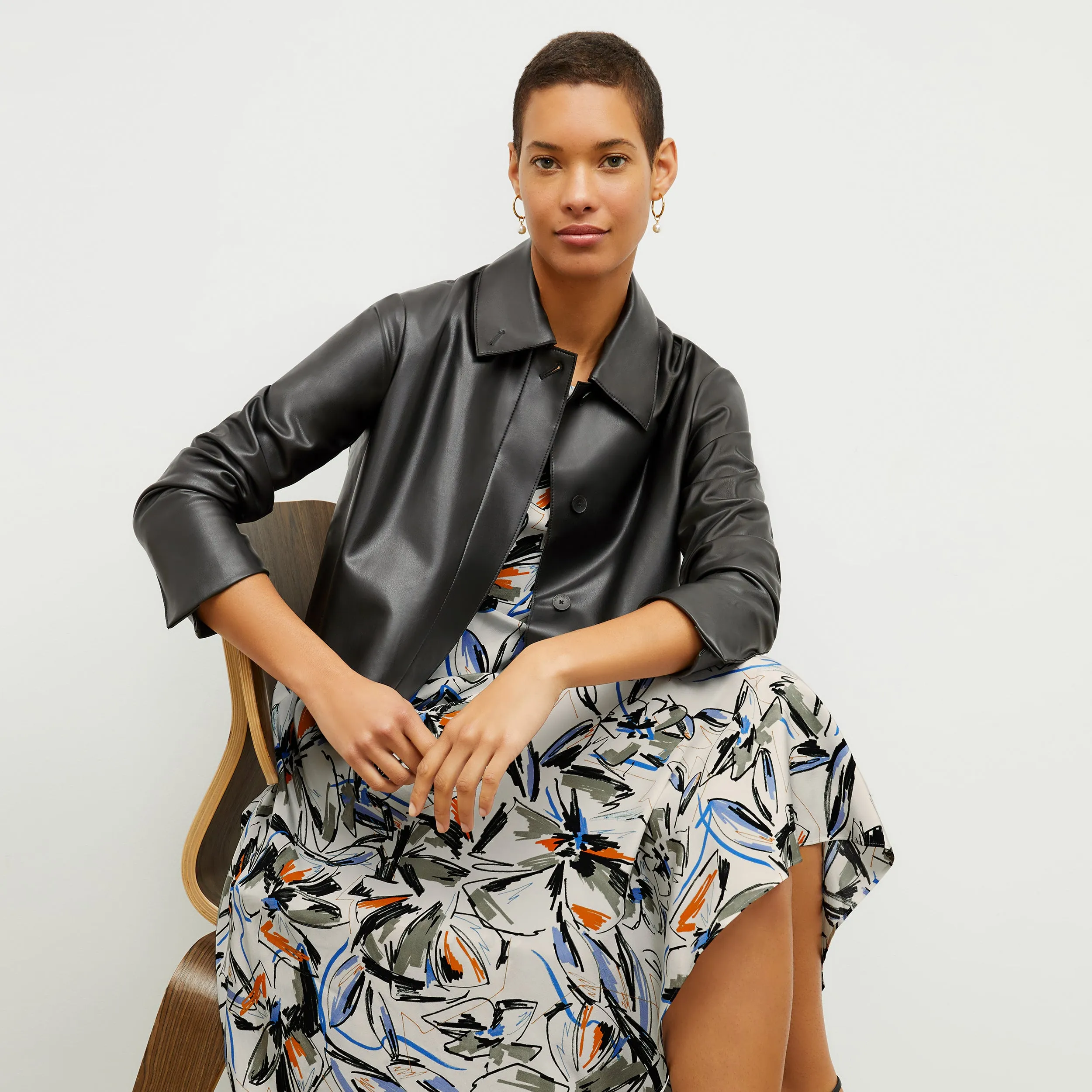 DiemMy Dress - Washable Silk :: Sketchbook Floral Double Stitched Hem FlexibleKnit